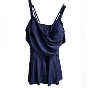 Woman plus size blue swimsuit